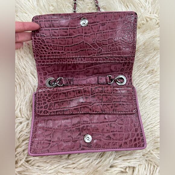 Judith Ripka Pink Croc Embossed Leather Mini Bag - Picture 3 of 8